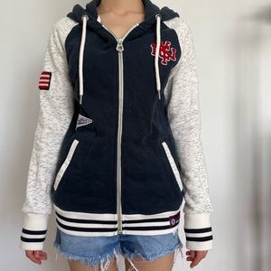 Superdry hooded varsity jacket - Size S (fits XS, S, M)